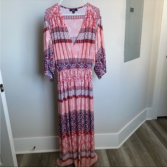 Ellos Women’s Knit Tie Back Maxi Dress Plus Size 1X 22/24 Bohemian Boho - Picture 3 of 8